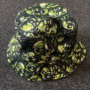 green skull bucket hat